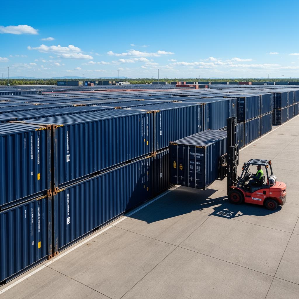 Organized shipping container yard